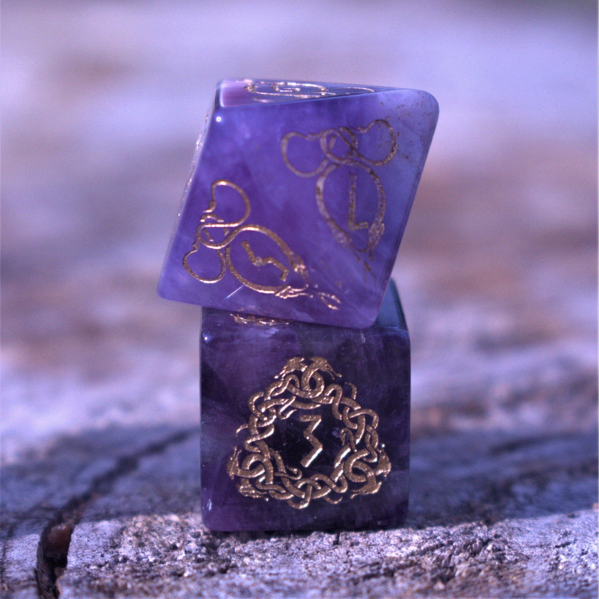 Misty Mountain Gaming Stone/Glass Serpent of Midgard Amethyst Dice Set