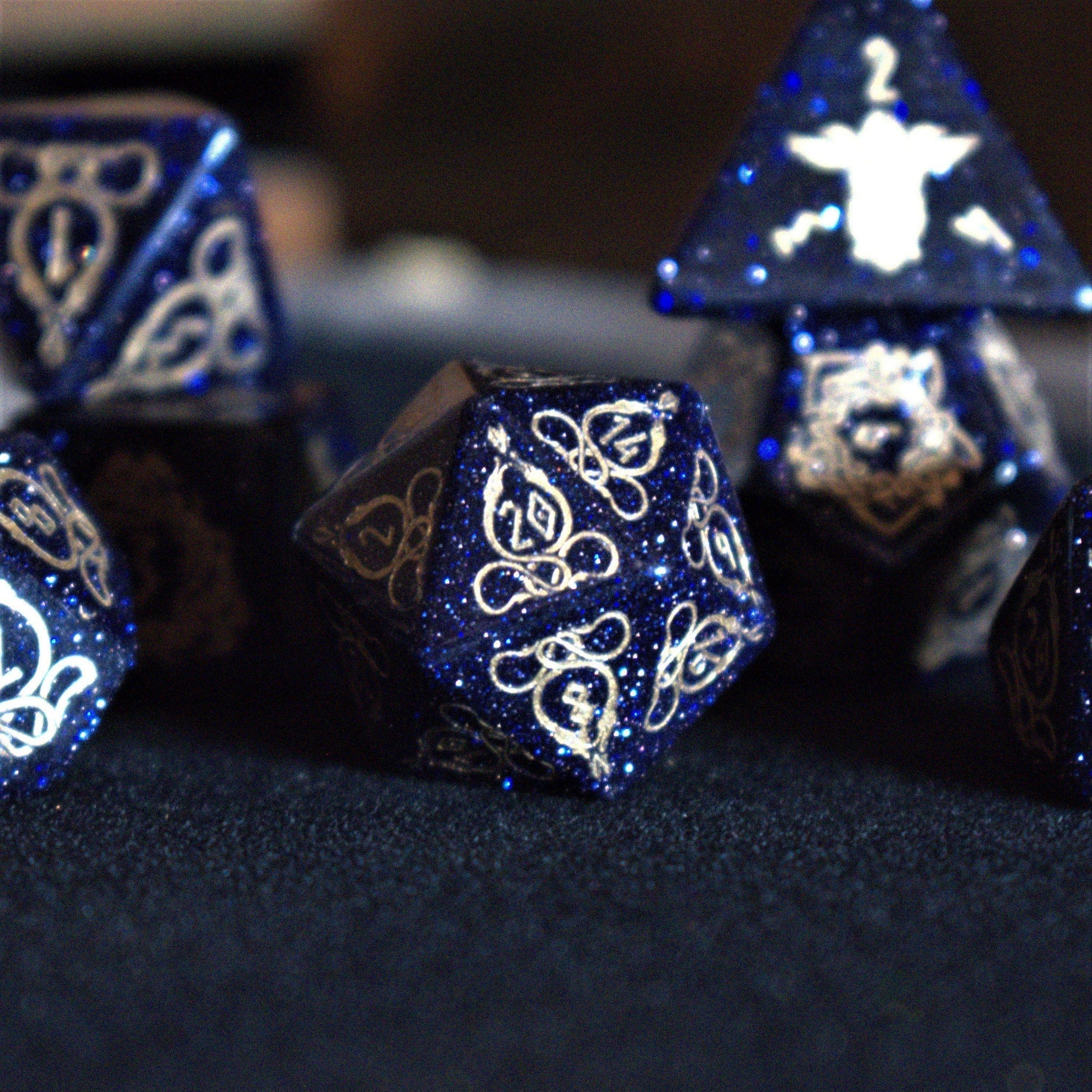 Misty Mountain Gaming Stone/Glass Serpent of Midgard Blue Sandstone Dice Set