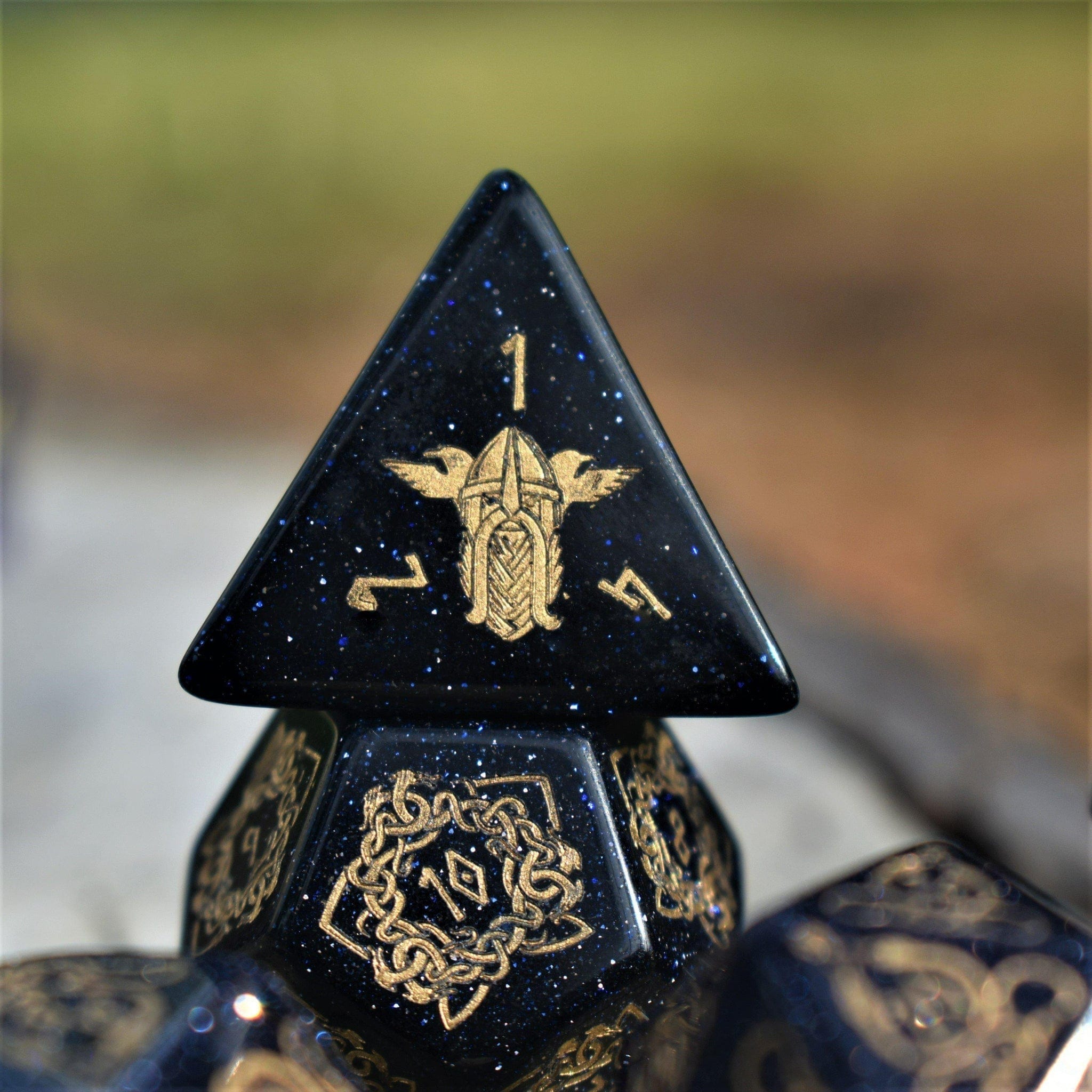 Misty Mountain Gaming Stone/Glass Serpent of Midgard Blue Sandstone Dice Set