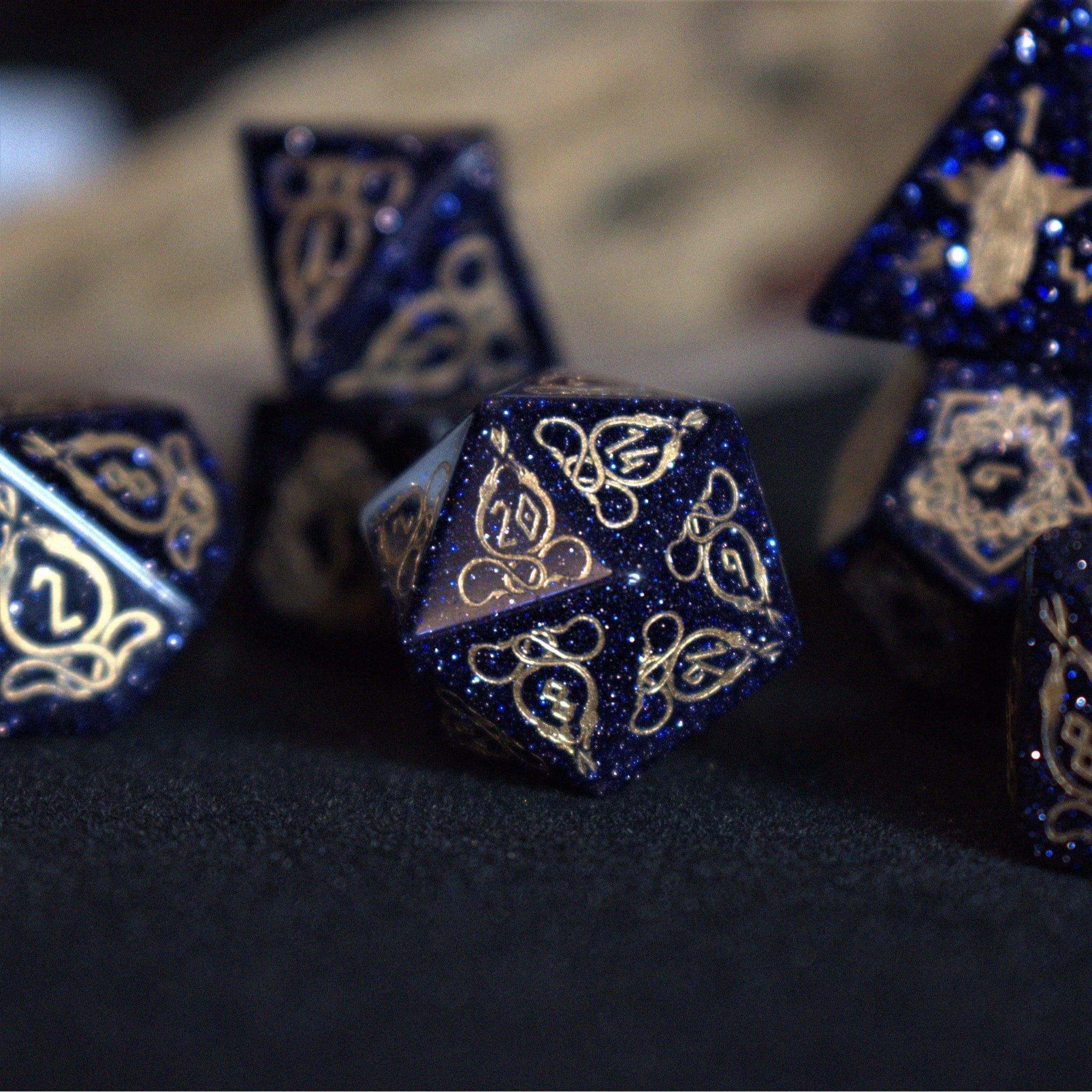 Misty Mountain Gaming Stone/Glass Serpent of Midgard Blue Sandstone Dice Set