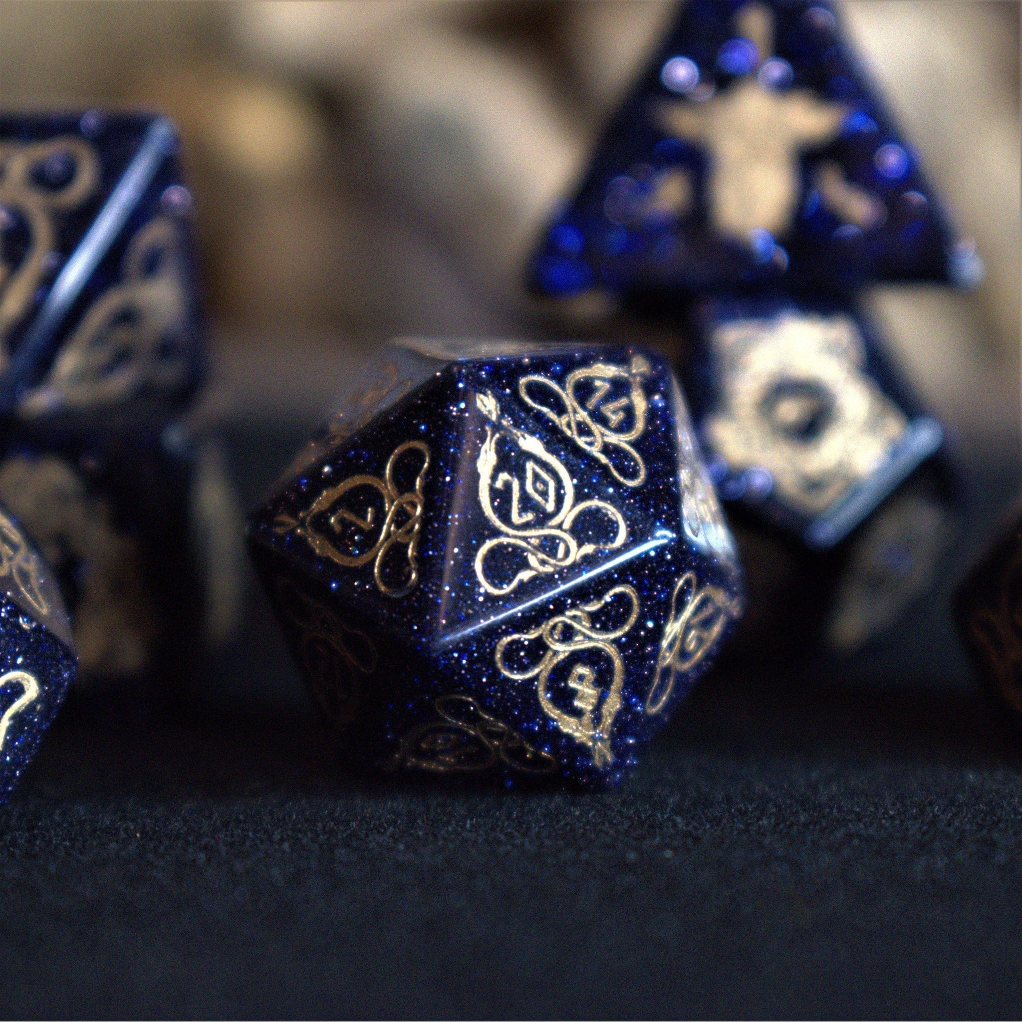 Misty Mountain Gaming Stone/Glass Serpent of Midgard Blue Sandstone Dice Set