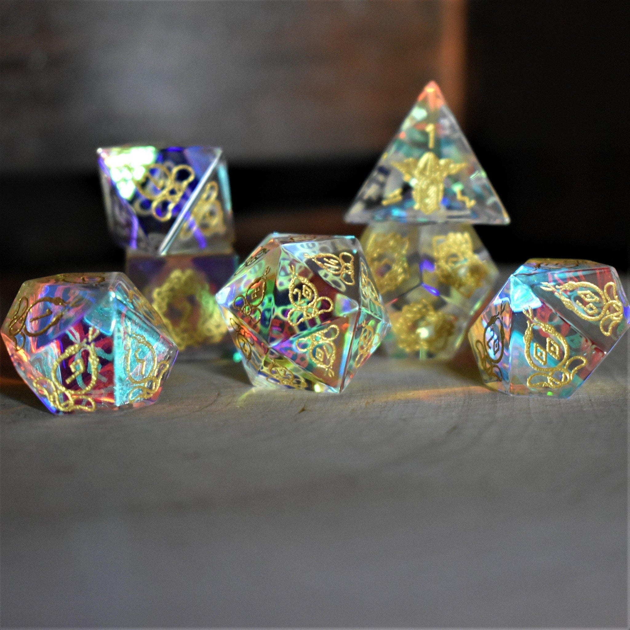 Misty Mountain Gaming Stone/Glass Serpent of Midgard Prism Glass Dice Set