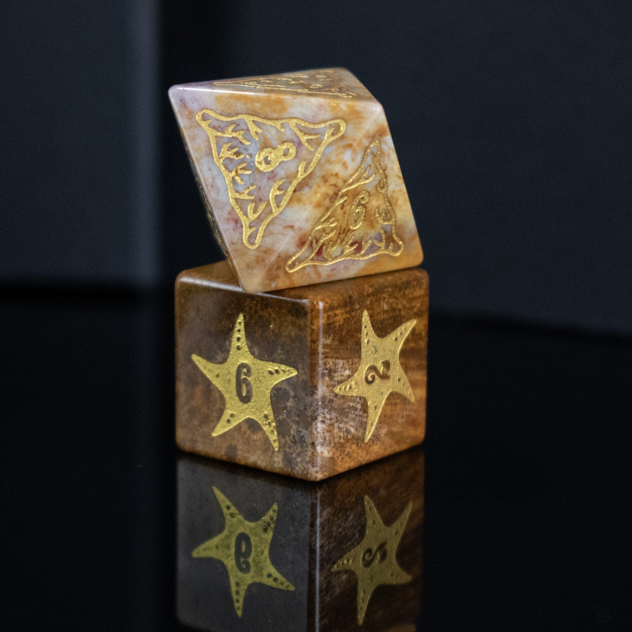 Misty Mountain Gaming Stone/Glass Siren's Song Fossilized Coral Dice Set