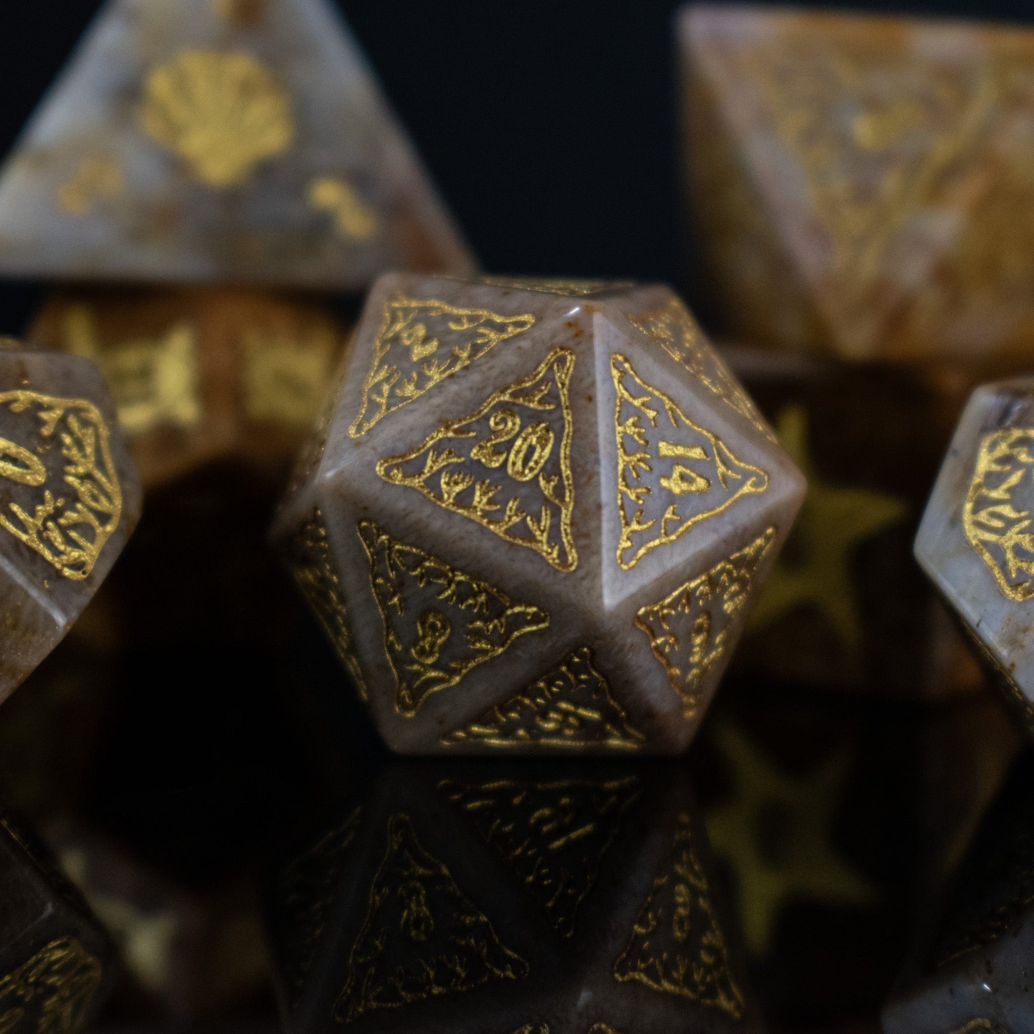 Misty Mountain Gaming Stone/Glass Siren's Song Fossilized Coral Dice Set