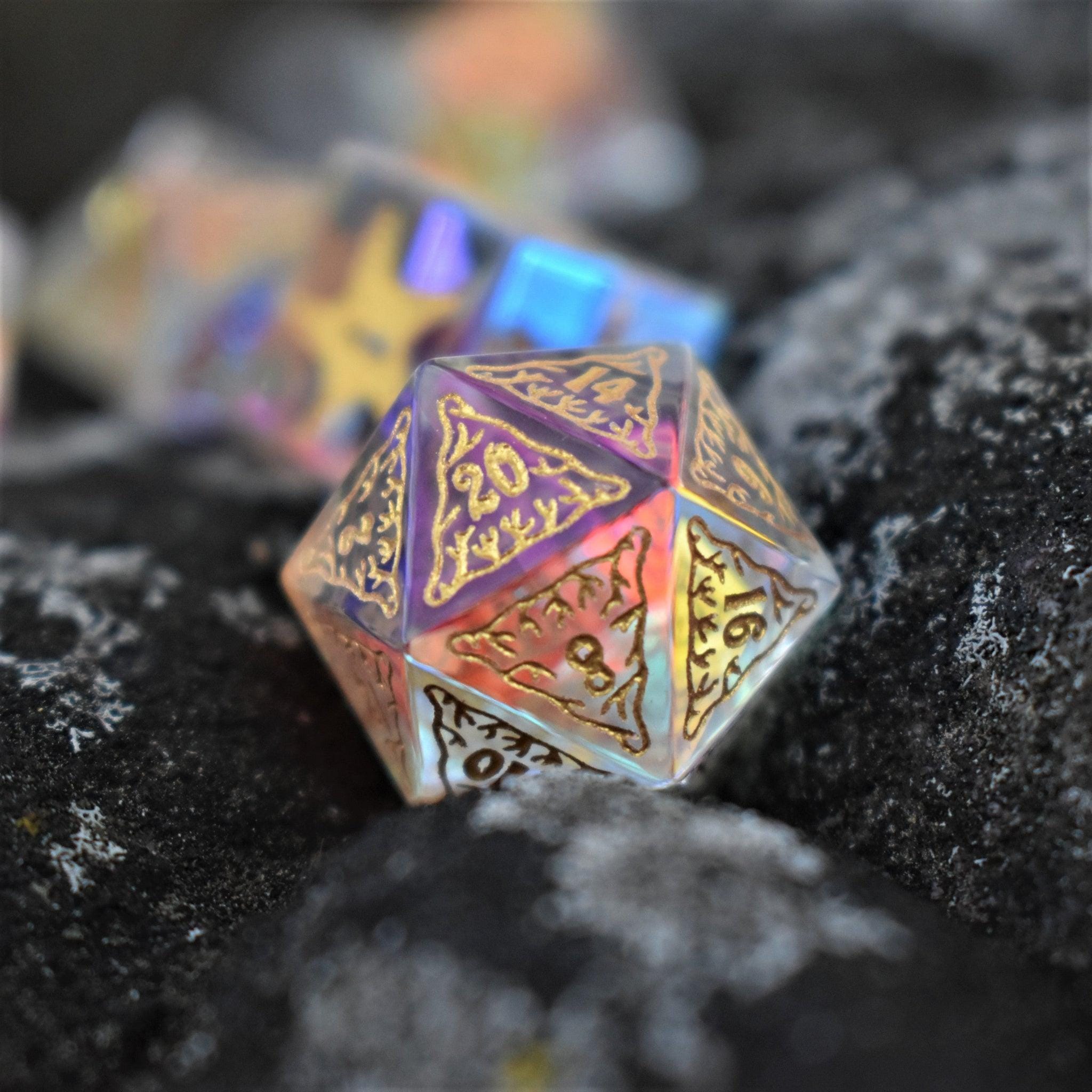 Misty Mountain Gaming Stone/Glass Siren's Song Prism Glass Dice Set