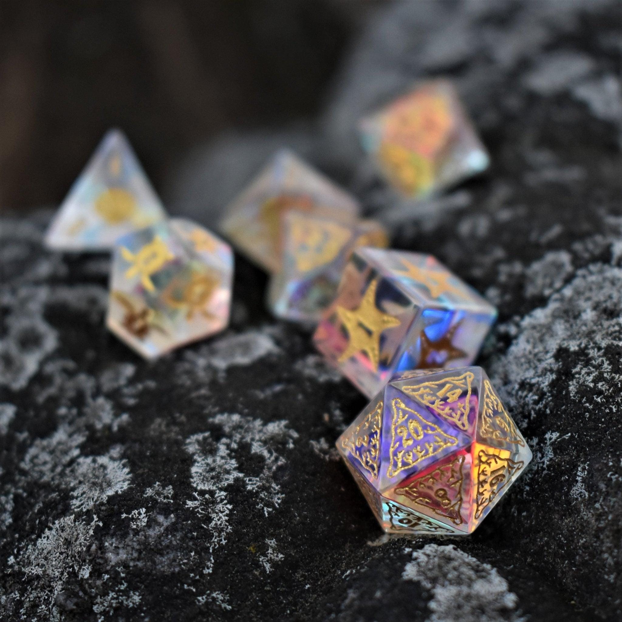 Misty Mountain Gaming Stone/Glass Siren's Song Prism Glass Dice Set