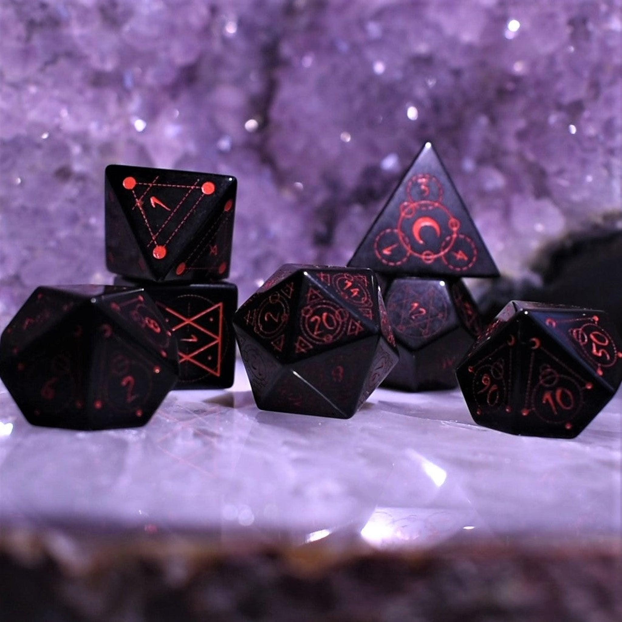 Misty Mountain Gaming Stone/Glass Spellcaster Obsidian Stone Dice