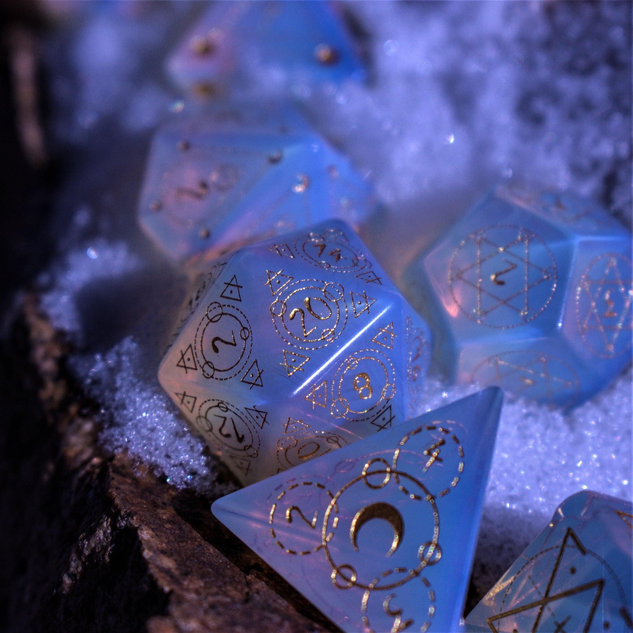 Misty Mountain Gaming Stone/Glass Spellcaster Opalite Stone Dice Set