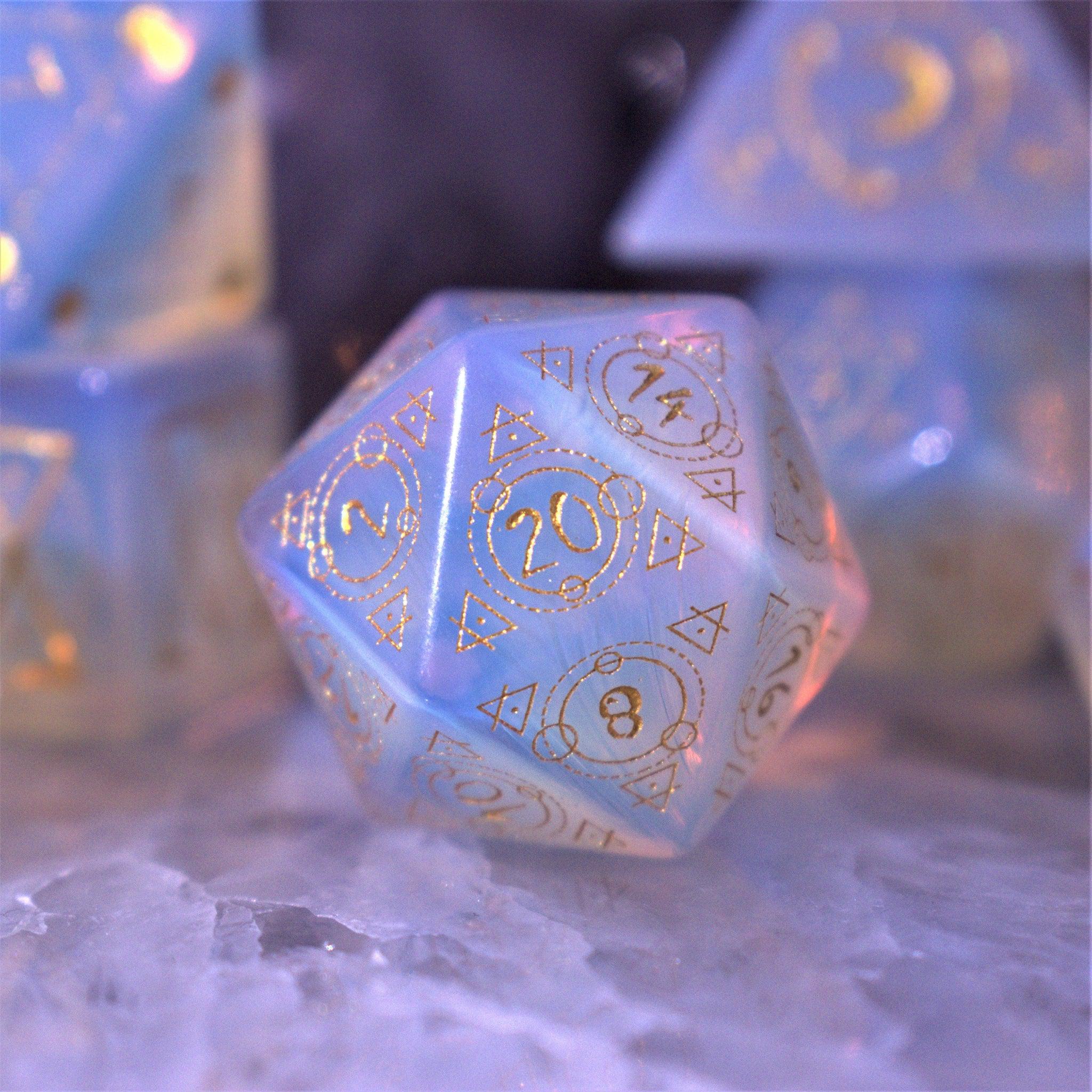 Misty Mountain Gaming Stone/Glass Spellcaster Opalite Stone Dice Set