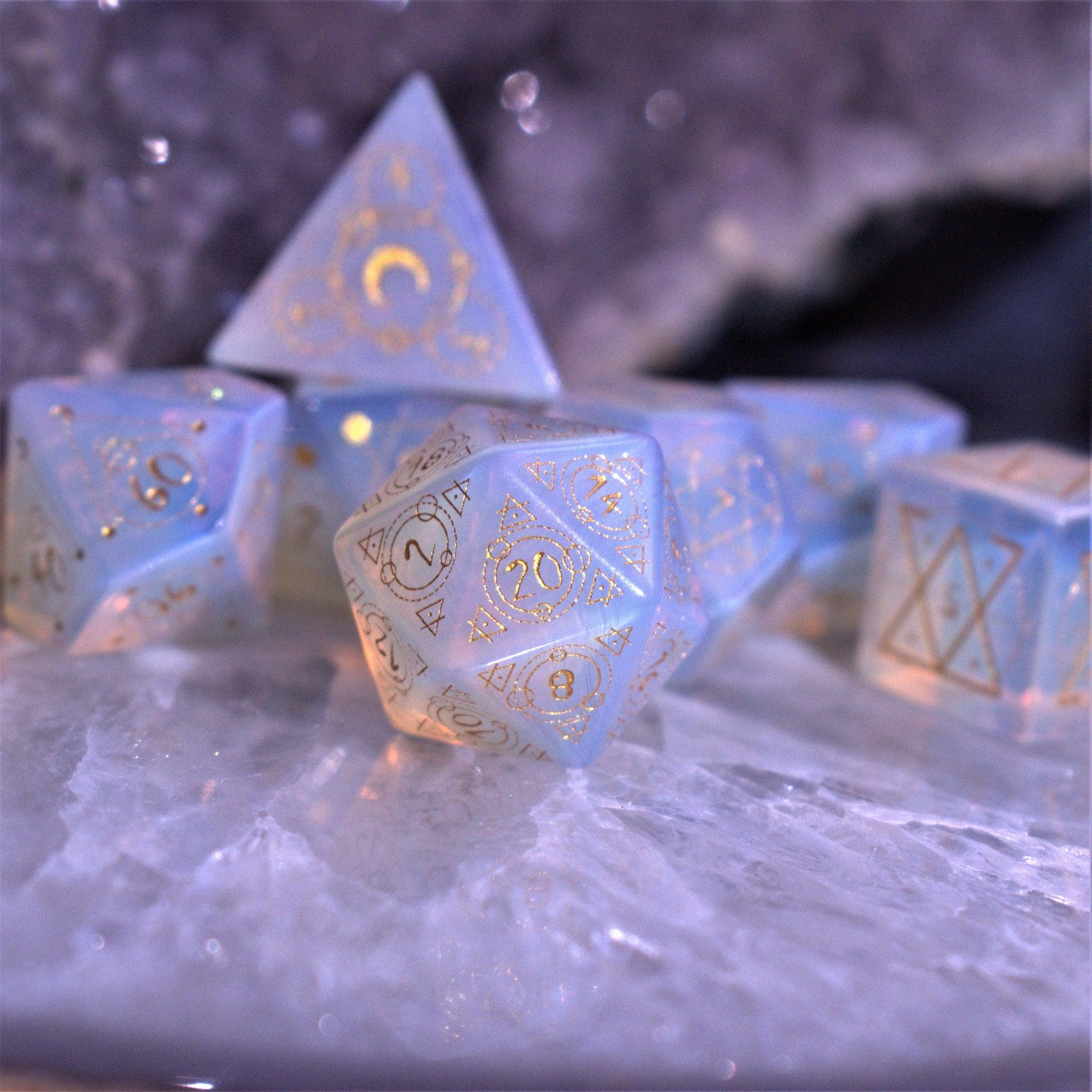 Misty Mountain Gaming Stone/Glass Spellcaster Opalite Stone Dice Set