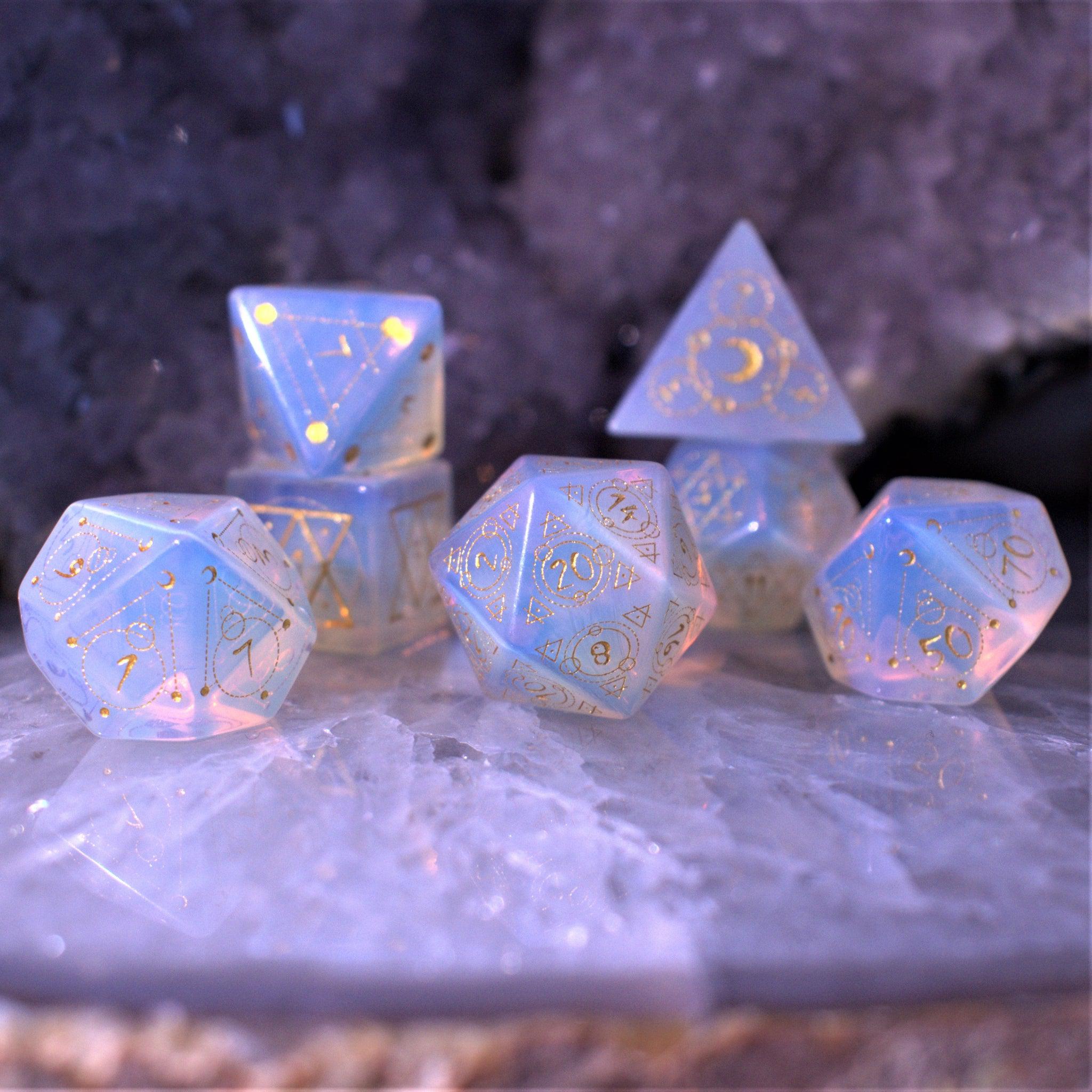Misty Mountain Gaming Stone/Glass Spellcaster Opalite Stone Dice Set