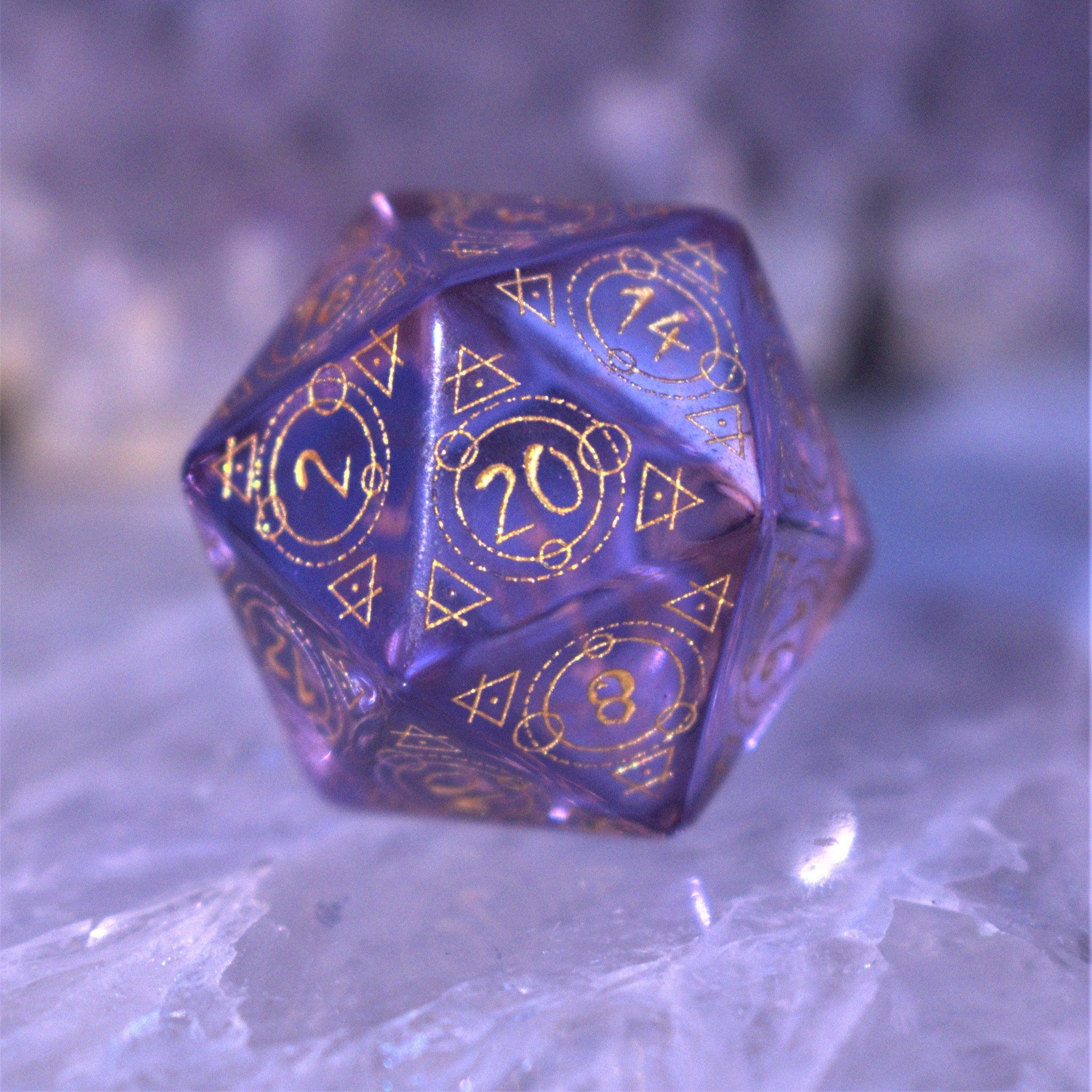 Misty Mountain Gaming Stone/Glass Spellcaster Purple Glass Dice Set
