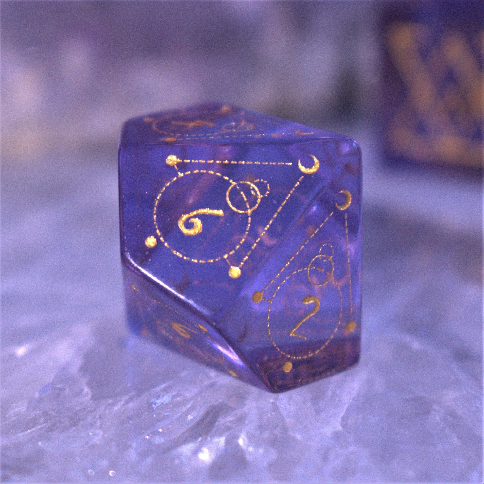 Misty Mountain Gaming Stone/Glass Spellcaster Purple Glass Dice Set