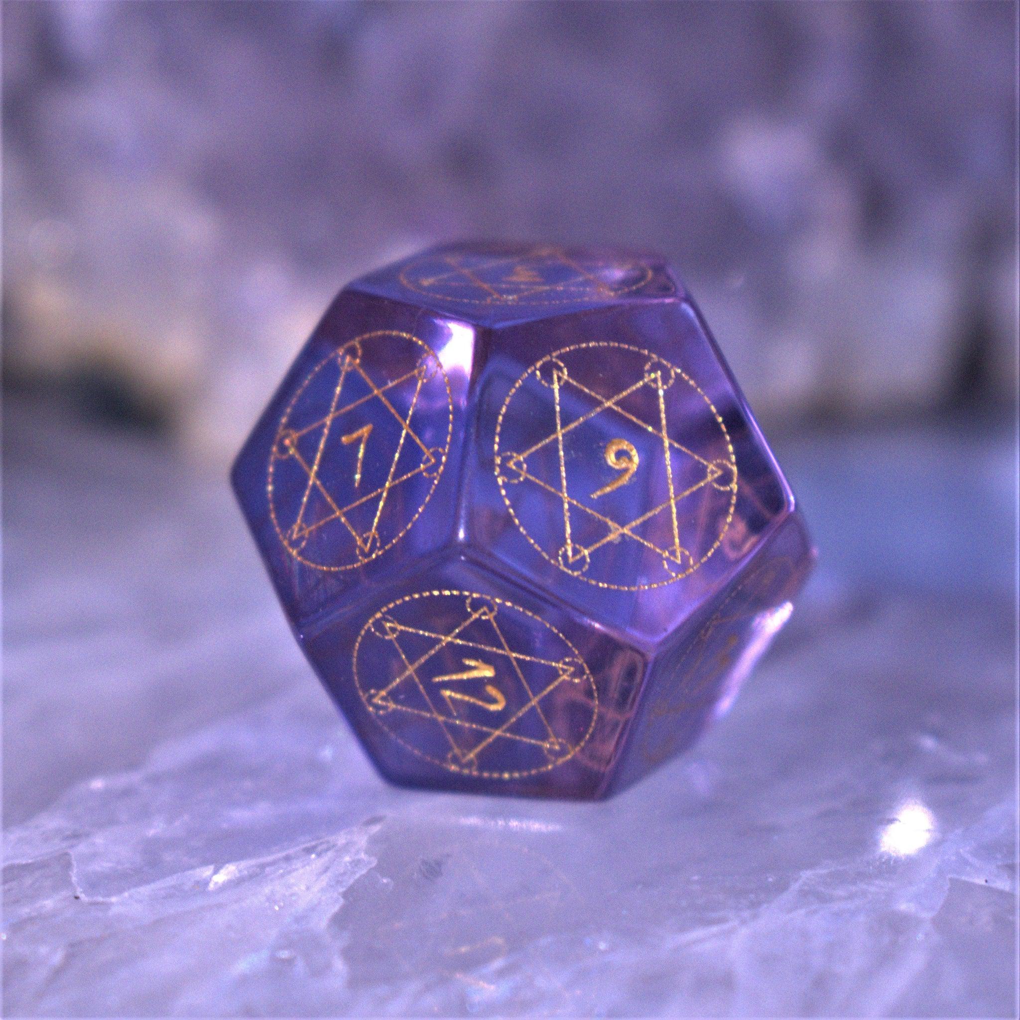Misty Mountain Gaming Stone/Glass Spellcaster Purple Glass Dice Set