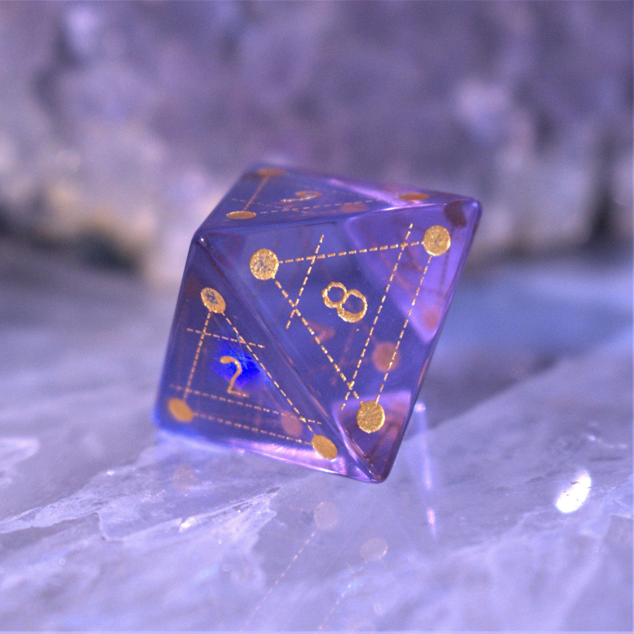 Misty Mountain Gaming Stone/Glass Spellcaster Purple Glass Dice Set