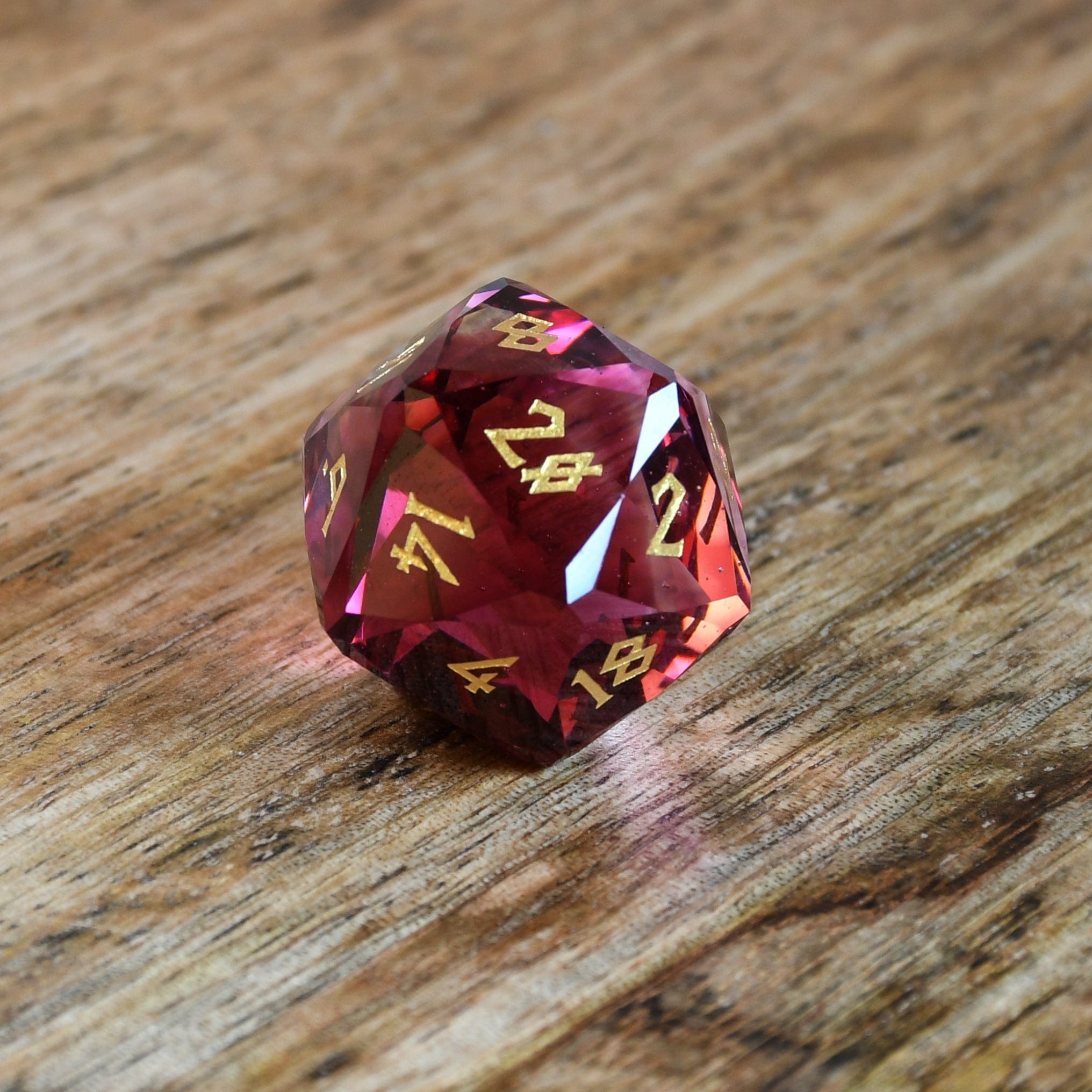 Misty Mountain Gaming Stone/Glass Strawberry Multifaceted Glass Dice Set