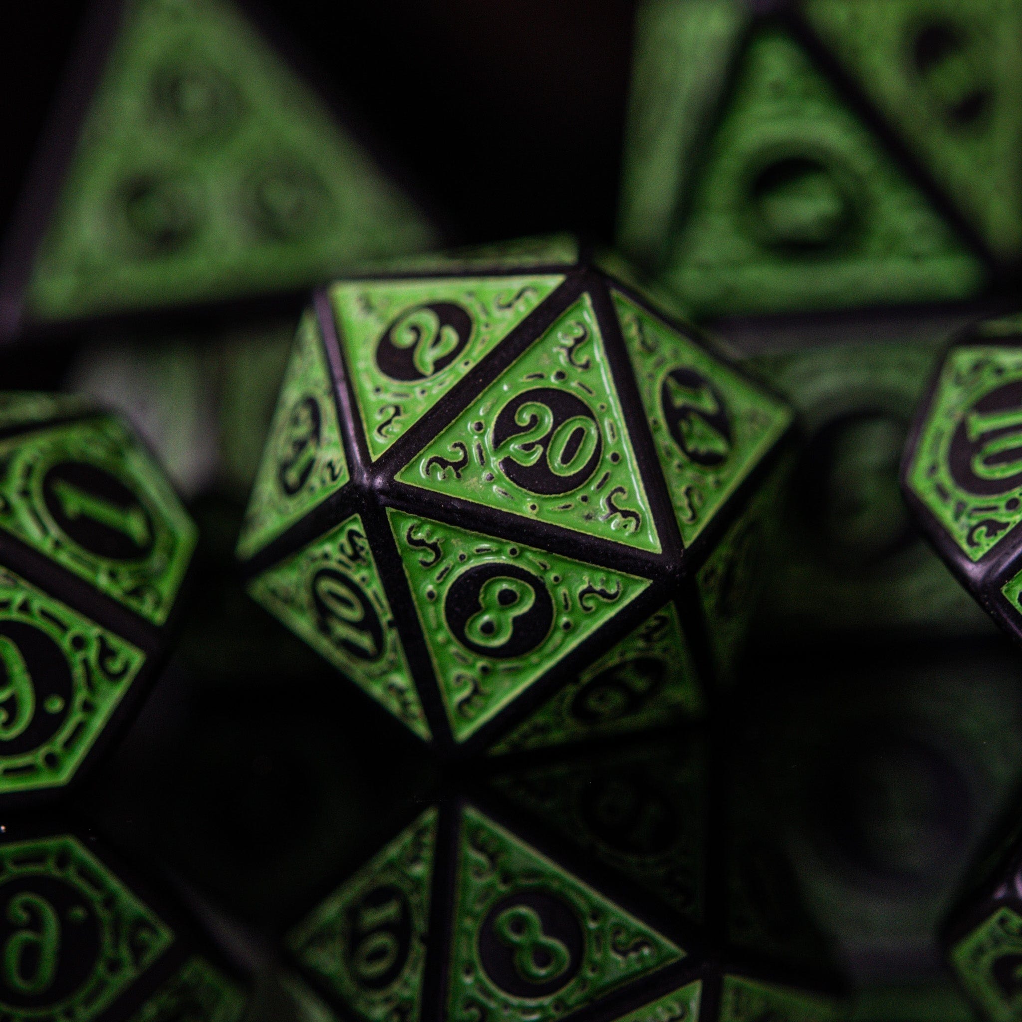 Misty Mountain Gaming Acrylic Dice Temple Ruins Green Acrylic Dice Set