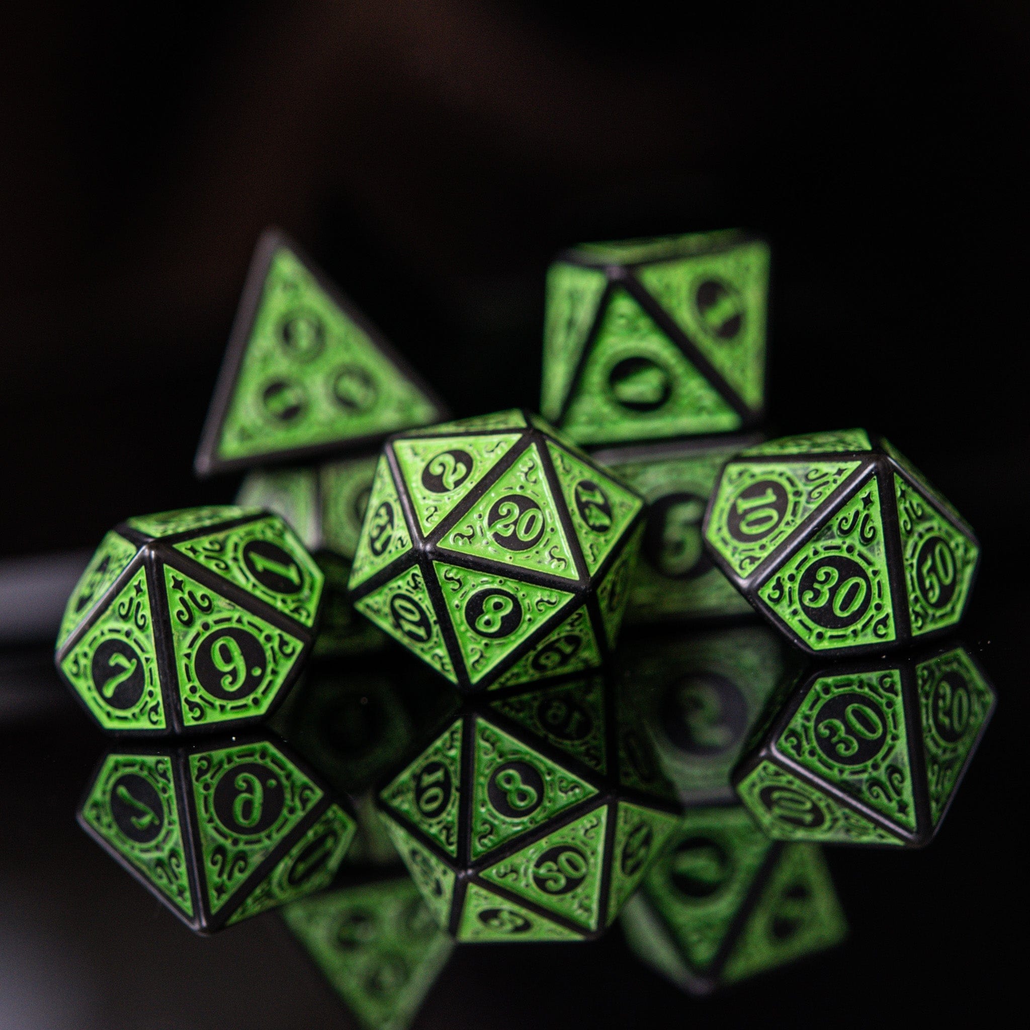 Misty Mountain Gaming Acrylic Dice Temple Ruins Green Acrylic Dice Set