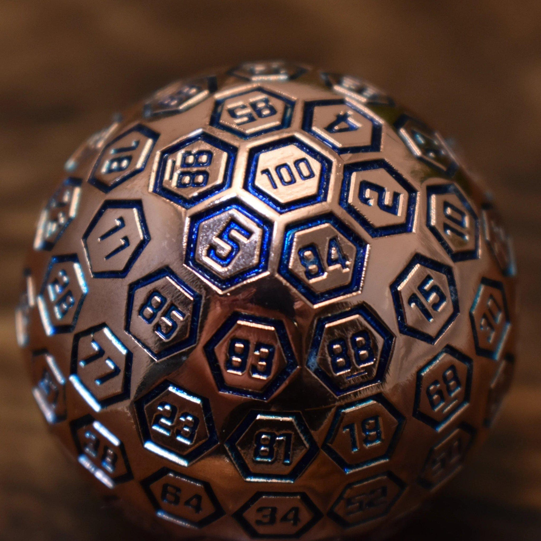 Misty Mountain Gaming D100 The Orb D100 -  Aqua and Bronze Metal Die