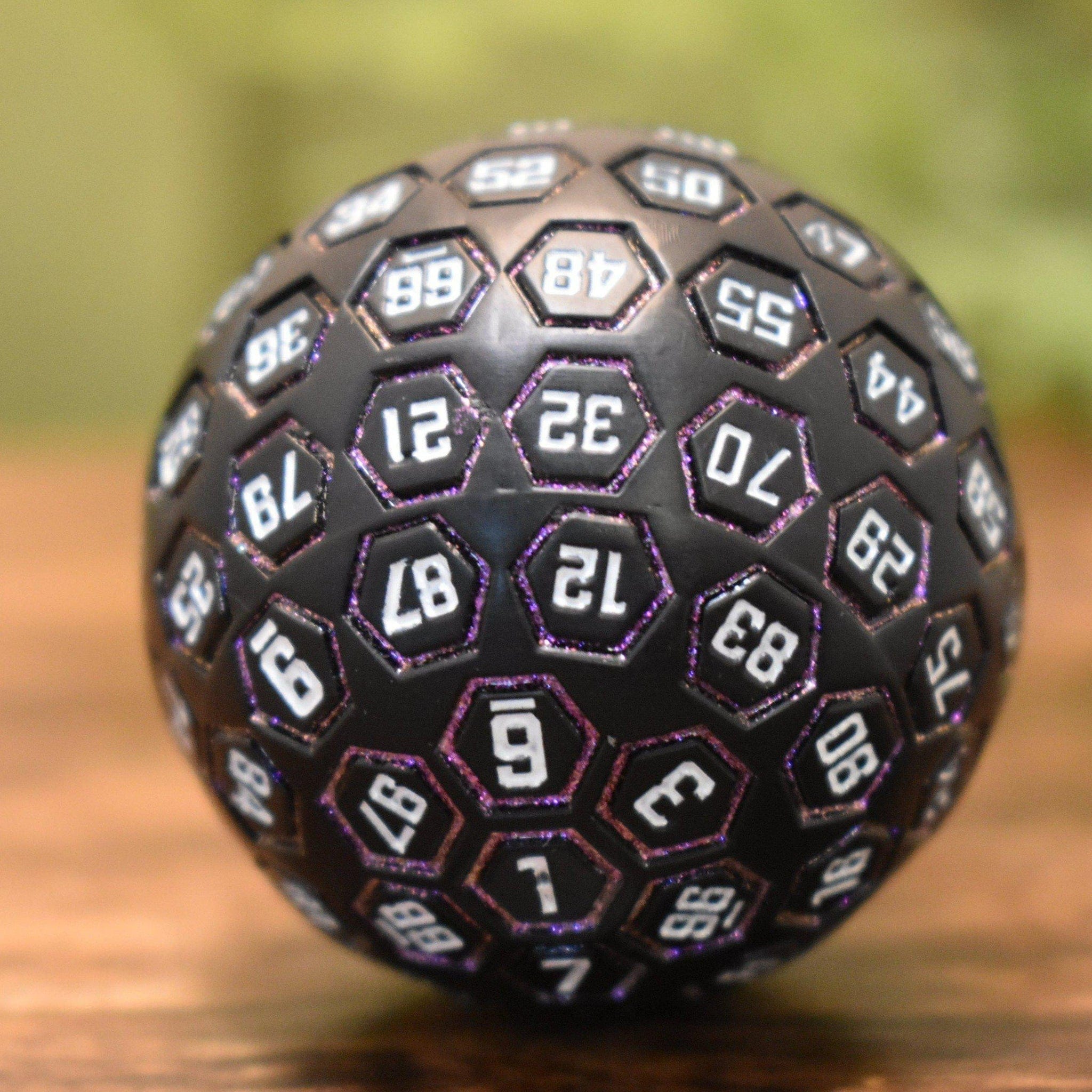 Misty Mountain Gaming D100 The Orb D100 -  Purple, White, and Black Metal Die