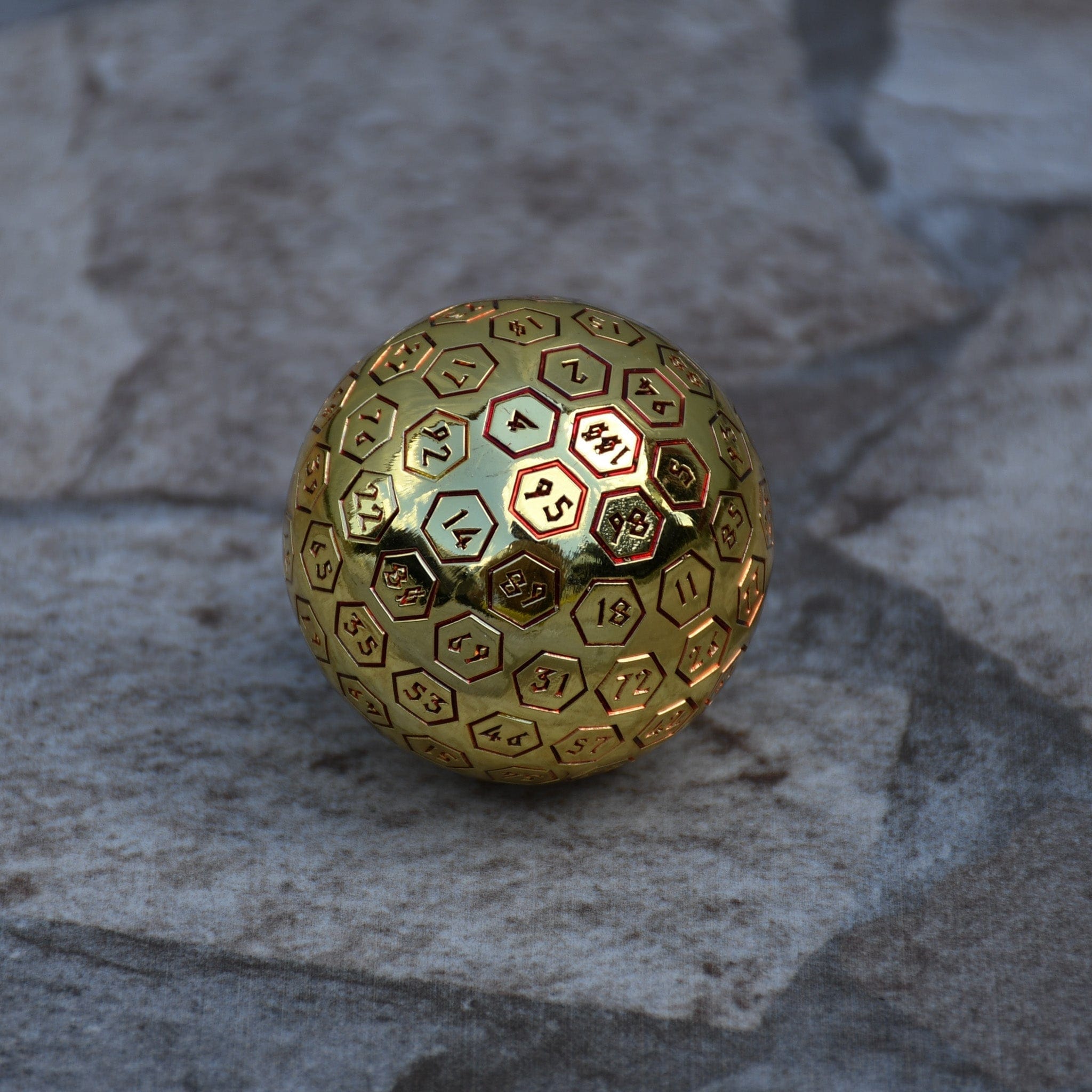 Misty Mountain Gaming D100 The Orb D100 -  Red and Gold Metal Die