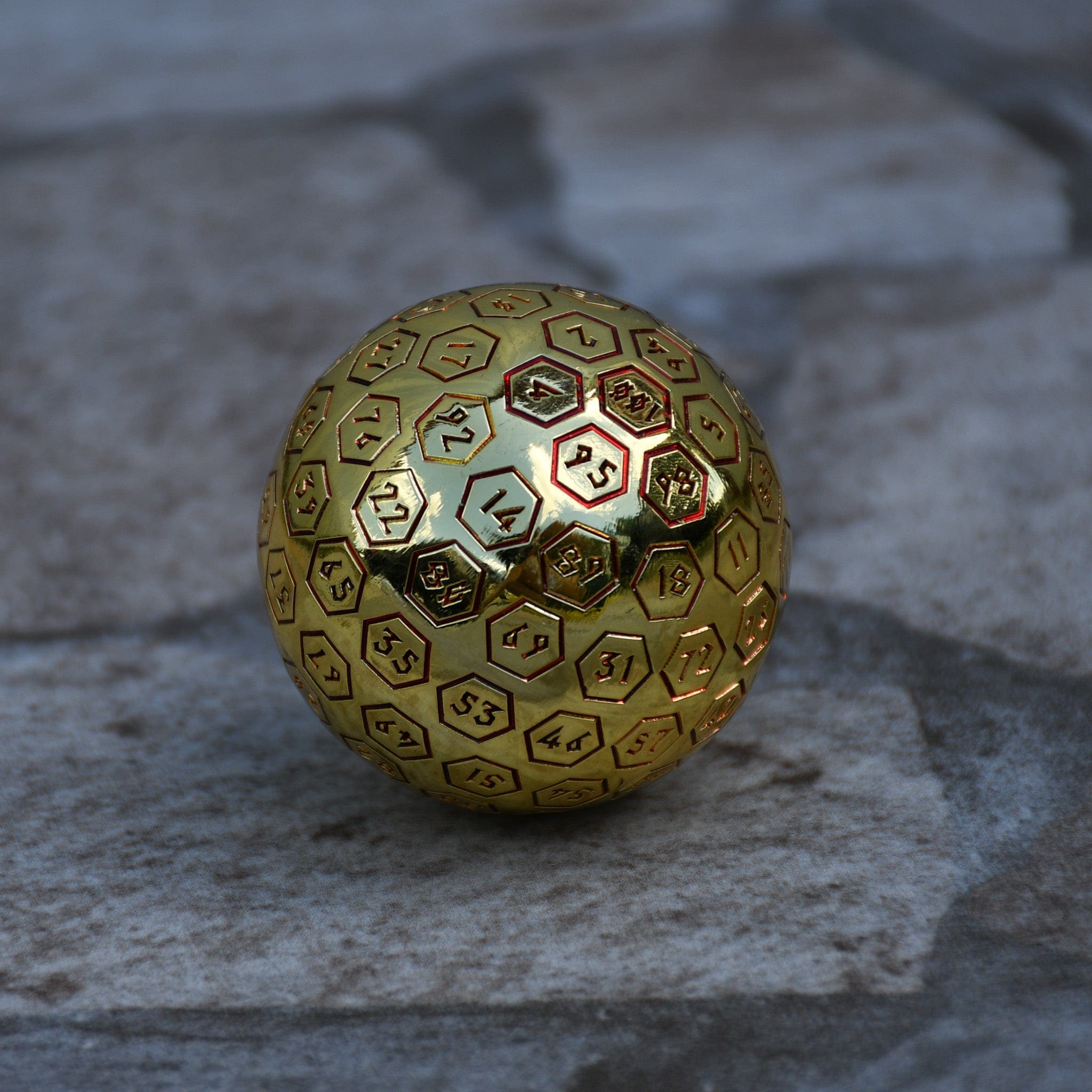 Misty Mountain Gaming D100 The Orb D100 -  Red and Gold Metal Die