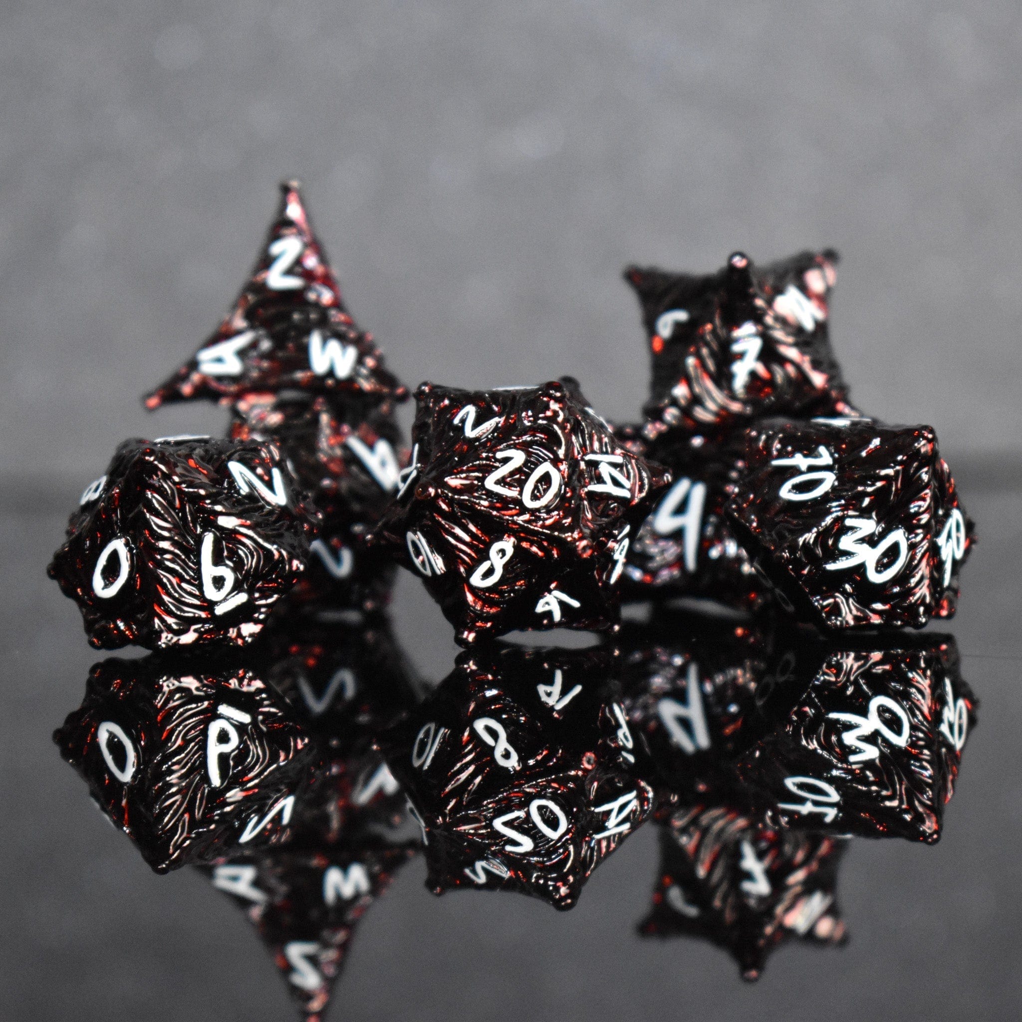 Misty Mountain Gaming Metal Vortex Warp Metal Dice Set - Deep Red