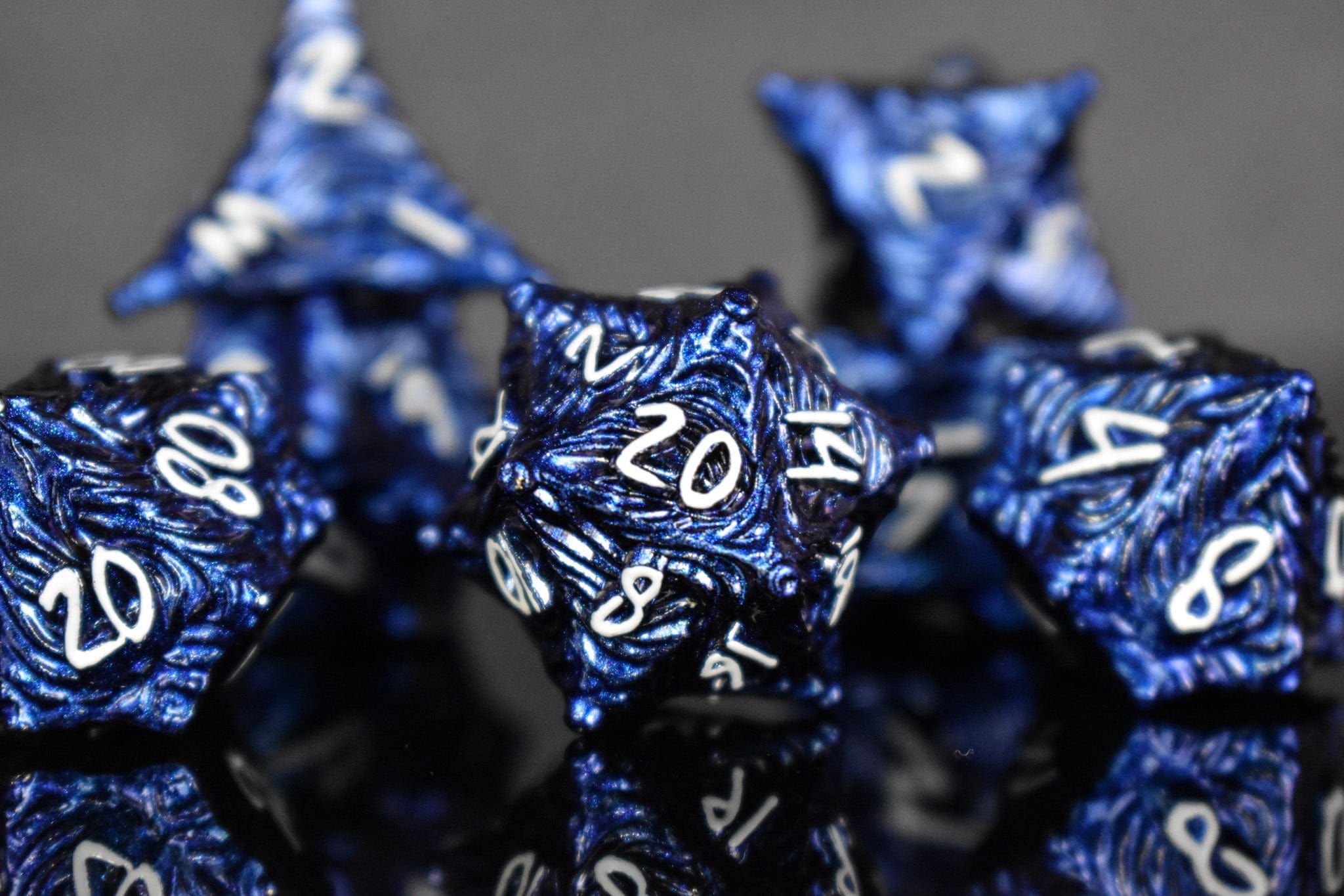 Misty Mountain Gaming Metal Vortex Warp Metal Dice Set - Pearlescent Blue