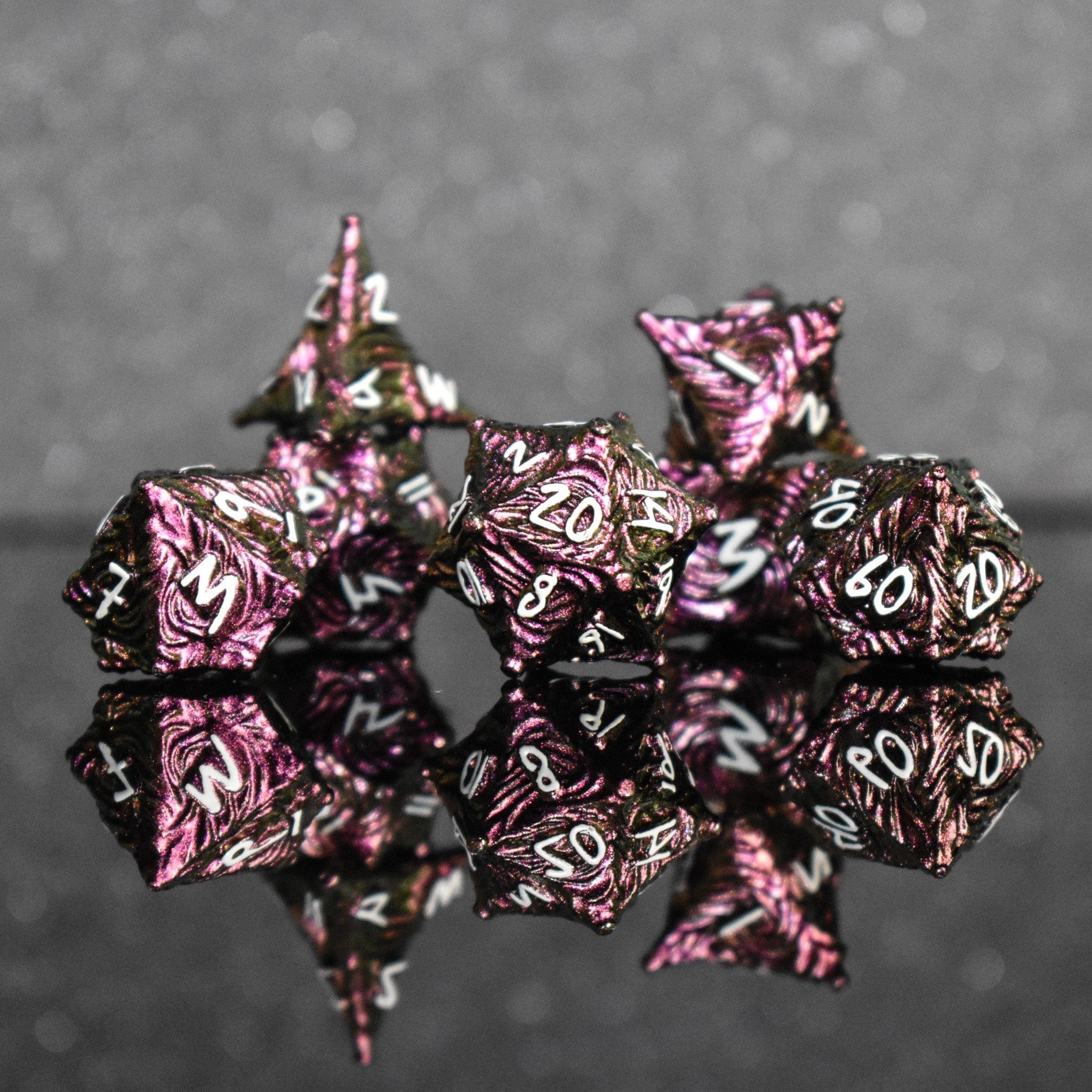 Misty Mountain Gaming Metal Vortex Warp Metal Dice Set - Pearlescent Magenta
