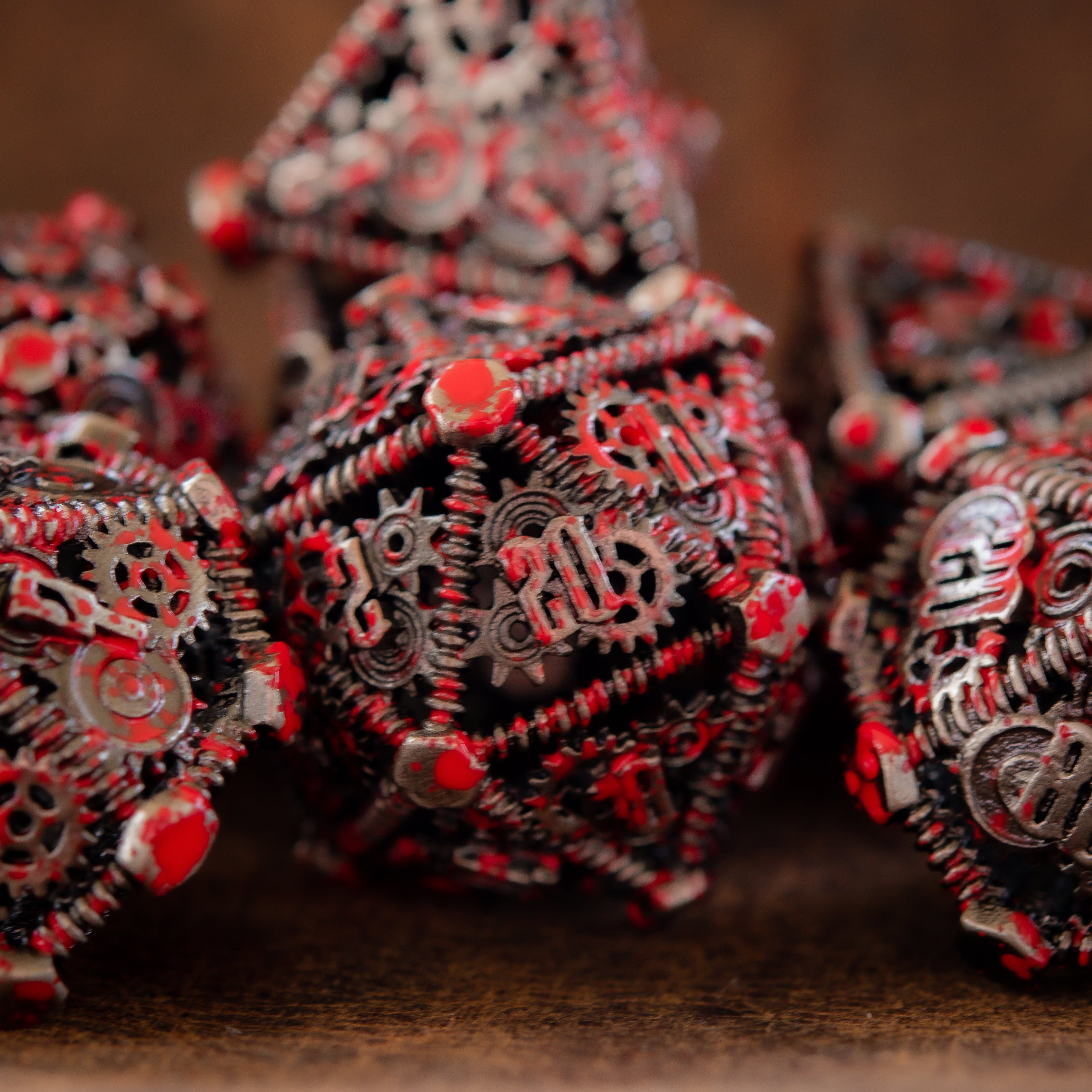 Misty Mountain Gaming hollow Weird West Wasteland Hollow Metal Dice Set - Blood Splatter