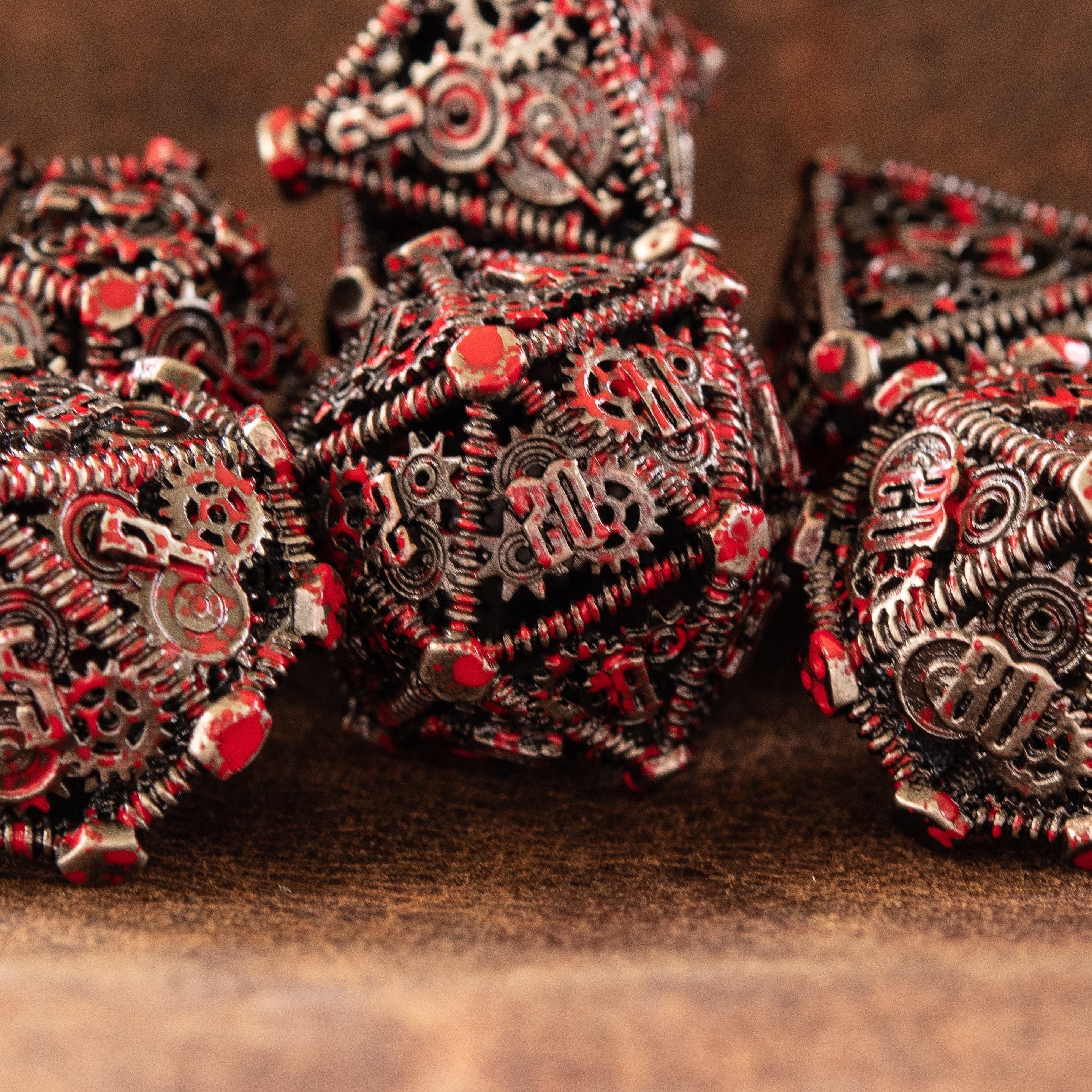 Misty Mountain Gaming hollow Weird West Wasteland Hollow Metal Dice Set - Blood Splatter