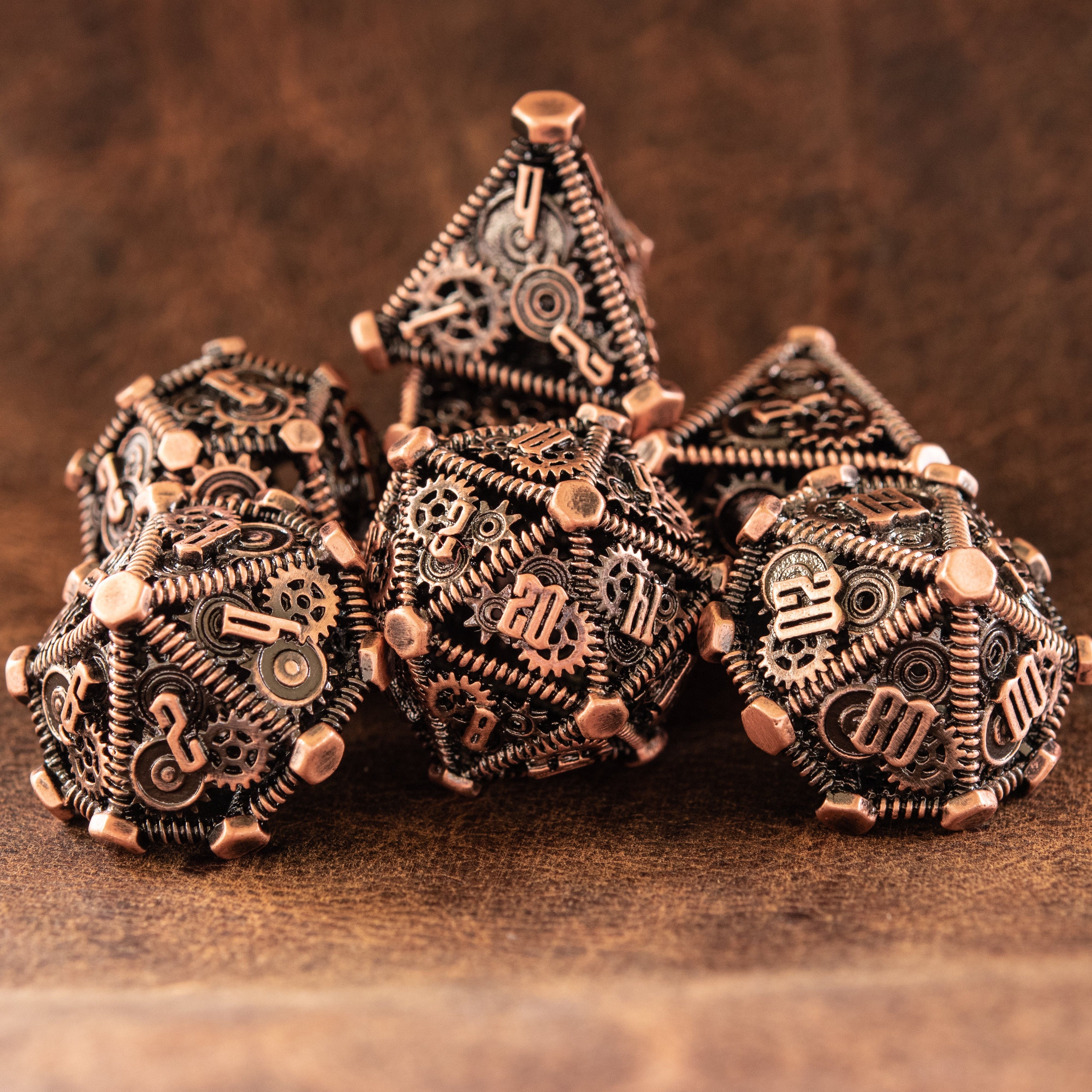 Misty Mountain Gaming hollow Weird West Wasteland Hollow Metal Dice Set - Bronze