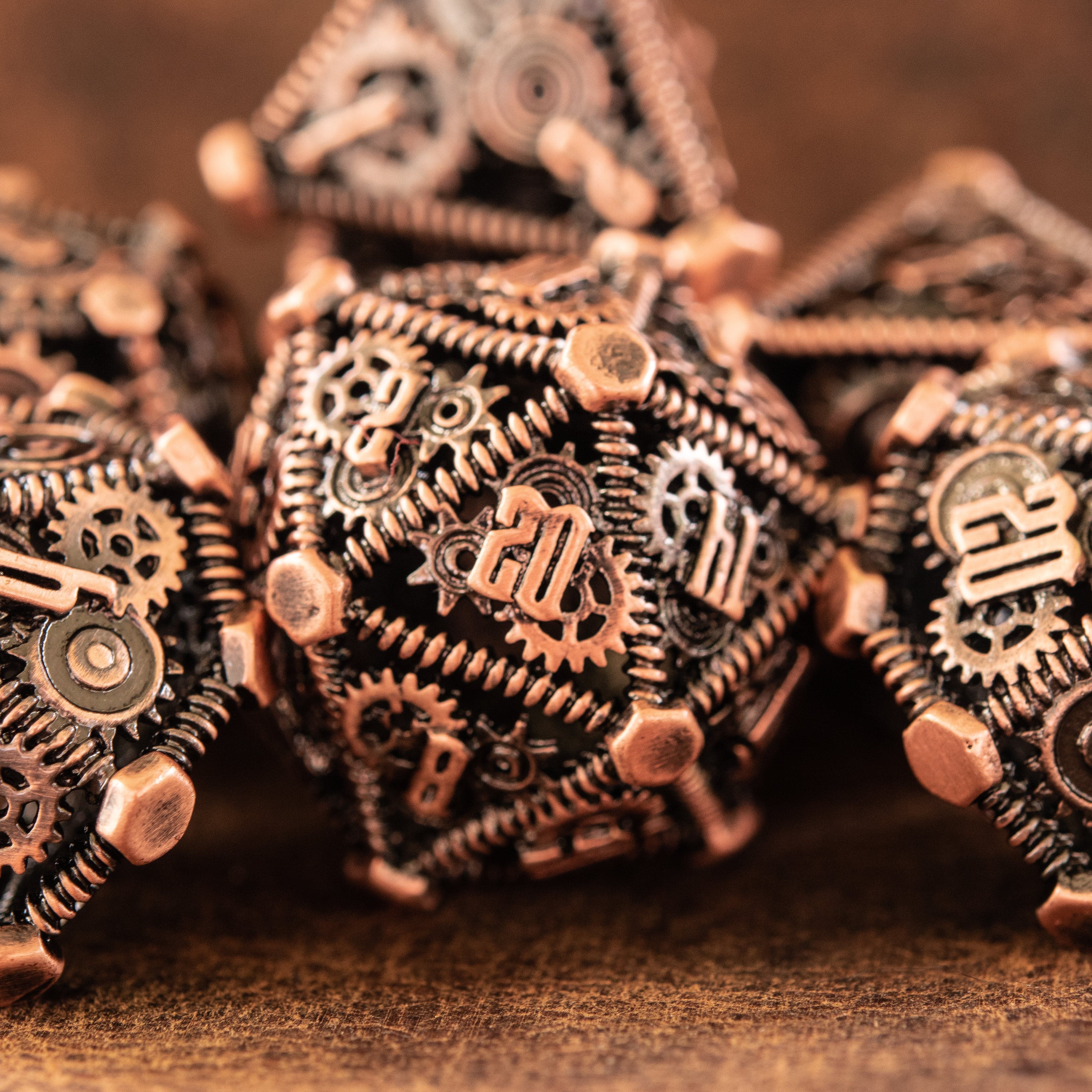 Misty Mountain Gaming hollow Weird West Wasteland Hollow Metal Dice Set - Bronze