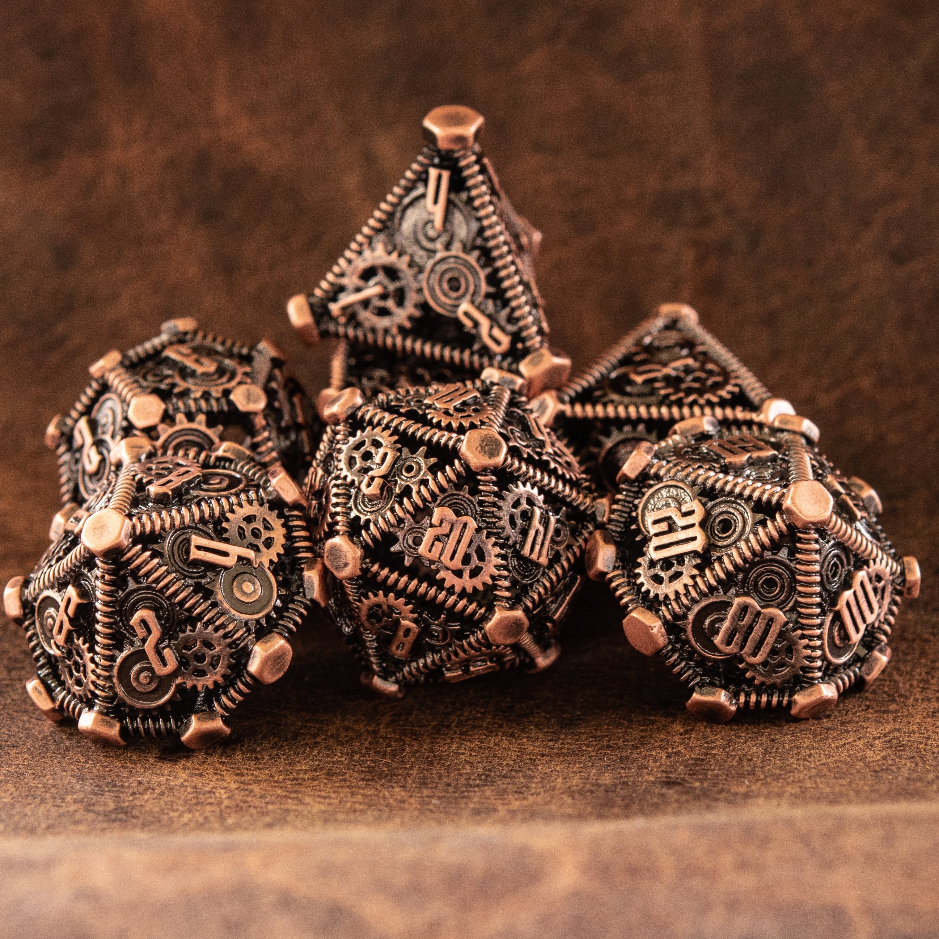 Misty Mountain Gaming hollow Weird West Wasteland Hollow Metal Dice Set - Bronze