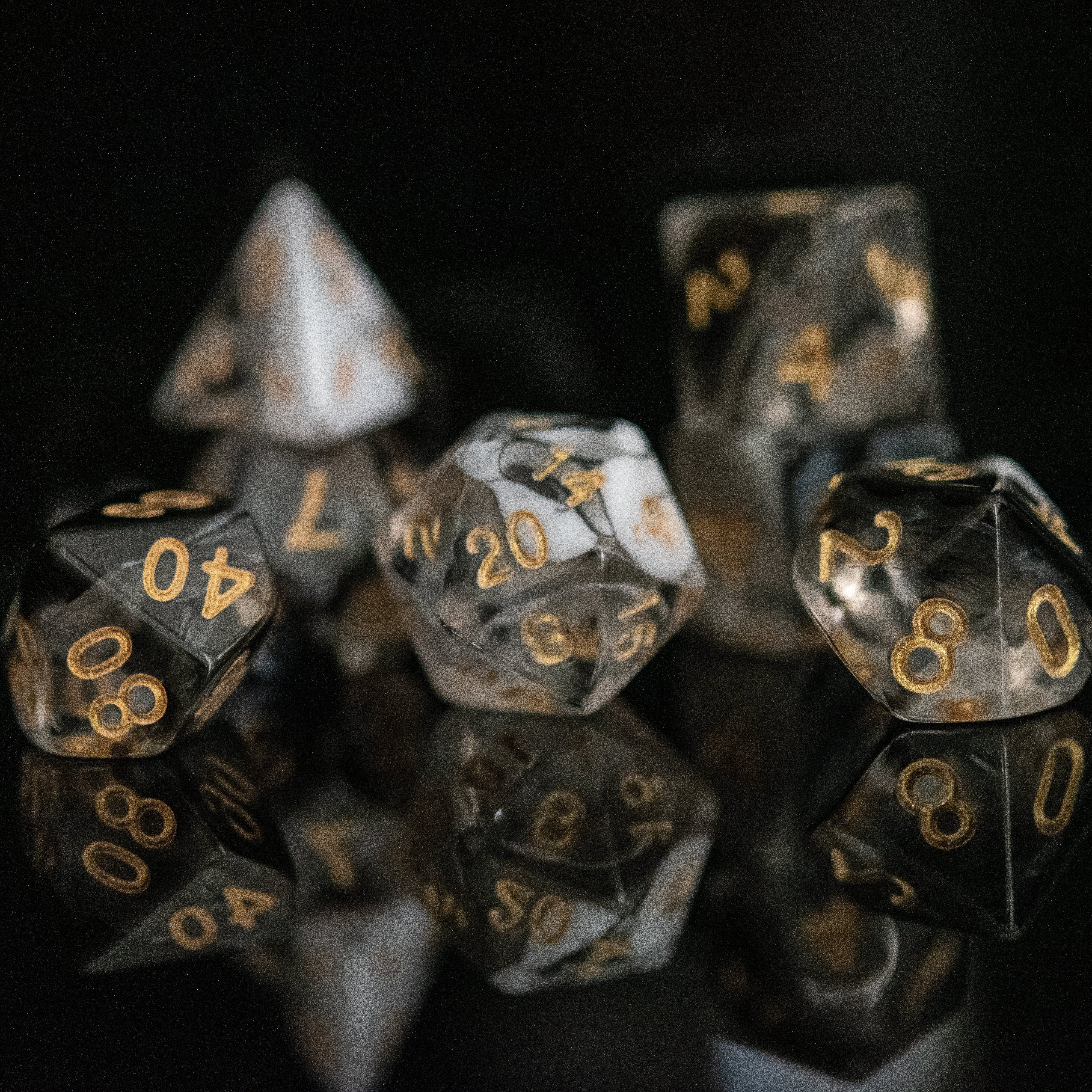 Misty Mountain Gaming Acrylic Dice Yin and Yang Acrylic Dice Set