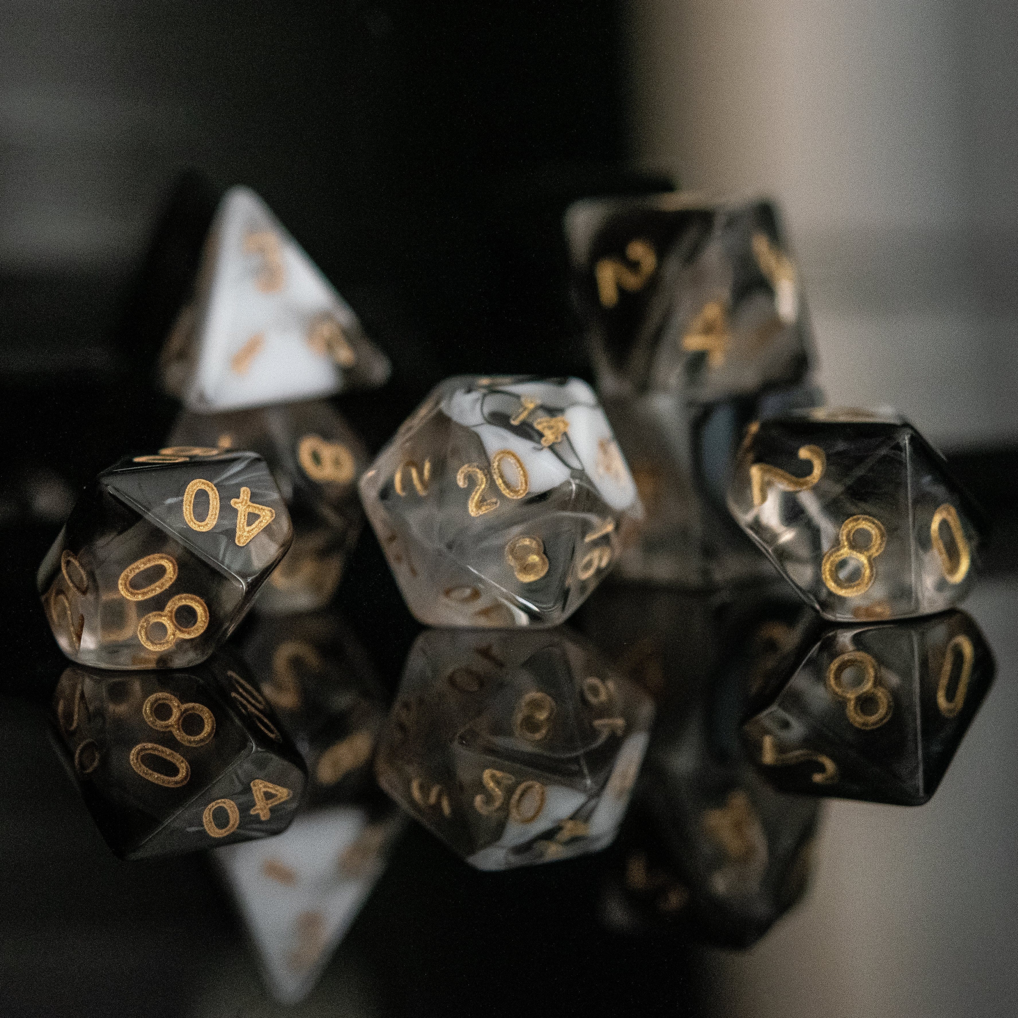 Misty Mountain Gaming Acrylic Dice Yin and Yang Acrylic Dice Set